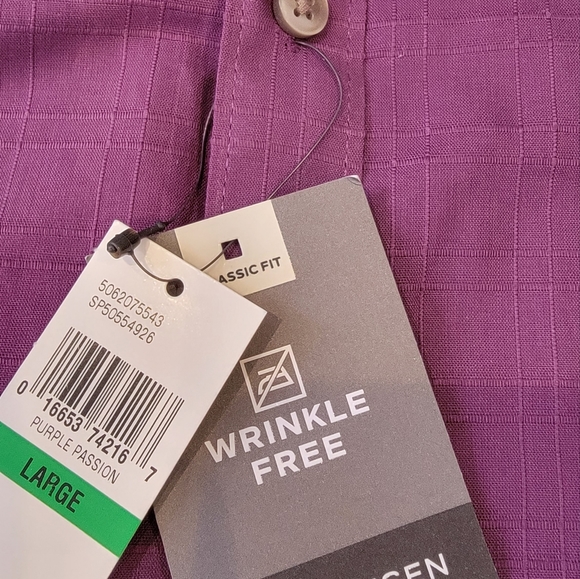 Van Heusen Men's Short sleeve Buttondown Classic fit/wrinkle free Sz L NWT - Picture 8 of 11